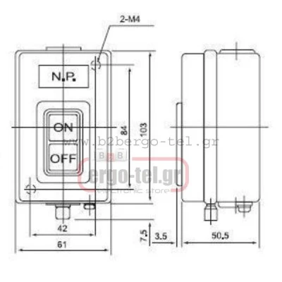 Μπουτονιέρα μεταλλική START-STOP 30A/3,7KW BS230B3 xindali