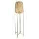 GloboStar® MEILANI 02301 Boho Επιδαπέδιο Φωτιστικό Μονόφωτο 1 x E27 AC220-240V IP20 - Φ40 x Υ150cm - Χρυσό Μεταλλικό με Μπεζ Ξύλινο Ρατάν Πλέγμα - 5 Χρόνια Εγγύηση