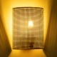 GloboStar® SAOTOME 02321 Boho Φωτιστικό Τοίχου - Απλίκα Μονόφωτο 1 x E27 AC 220-240V IP20 - Μ20 x Π10 x Υ25cm - Μπεζ Ξύλινο Μπαμπού Πλέγμα