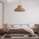 GloboStar® MALABO 02328 Boho Κρεμαστό Φωτιστικό Πλέγμα Μονόφωτο 1 x E27 IP20 Καφέ Ξύλο - Μ60 x Π60 x Υ31cm