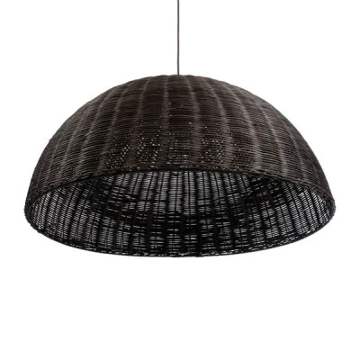 GloboStar® MONTANA 02382 Boho Κρεμαστό Φωτιστικό Καμπάνα Μονόφωτο 1 x E27 IP20 Καφέ Ξύλο - Μ80 x Π80 x Υ40cm