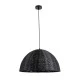GloboStar® MONTANA 02383 Boho Κρεμαστό Φωτιστικό Καμπάνα Μονόφωτο 1 x E27 IP20 Μαύρο Ξύλο - Μ50 x Π50 x Υ25cm