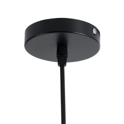 GloboStar® MONTANA 02383 Boho Κρεμαστό Φωτιστικό Καμπάνα Μονόφωτο 1 x E27 IP20 Μαύρο Ξύλο - Μ50 x Π50 x Υ25cm