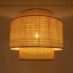 Φωτιστικό κρεμαστό BRAVADO Boho 1xE27 AC220-240V IP20 με διάσταση Φ70xΥ58cm καφέ με μπεζ μπαμπού πλέγμα