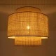 GloboStar® BRAVADO 02387 Boho Κρεμαστό Φωτιστικό Πλέγμα Μονόφωτο 1 x E27 IP20 Καφέ & Μπεζ Ξύλο - Μ70 x Π70 x Υ58cm