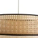 GloboStar® BRAVADO 02387 Boho Κρεμαστό Φωτιστικό Πλέγμα Μονόφωτο 1 x E27 IP20 Καφέ & Μπεζ Ξύλο - Μ70 x Π70 x Υ58cm