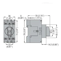 Τριπολικός διακόπτης φορτίου ράγας ZKAKU340N4 εντολής 0-1 3x40A telergon