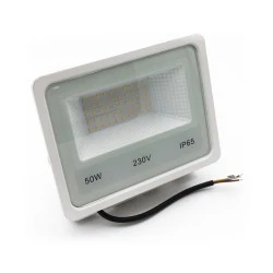 Προβολέας Led SMD 230V 50W με θερμό λευκό φως 4600lm 120° λευκό σώμα αλουμινίου IP65