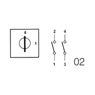 Διακόπτης περιστροφικός 0-1 2P 20A E9-20A-02 KZE