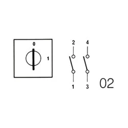 Διακόπτης περιστροφικός 0-1 2P 20A E9-20A-02 KZE