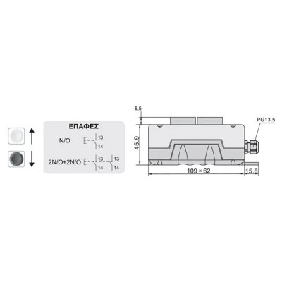 Μπουτονιέρα γερανών EPB2 XND 2 εντολών στεγανή IP54