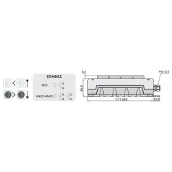 Μπουτονιέρα γερανών EPB4 XND 4 εντολών στεγανή IP54