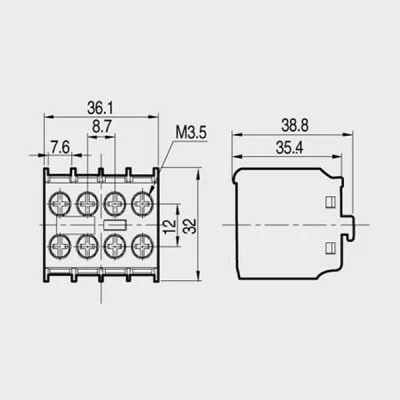 Επαφή μετωπική 2NO2NC AU-4M22 HEAD για Relay ισχύος MINI METAMEC LG