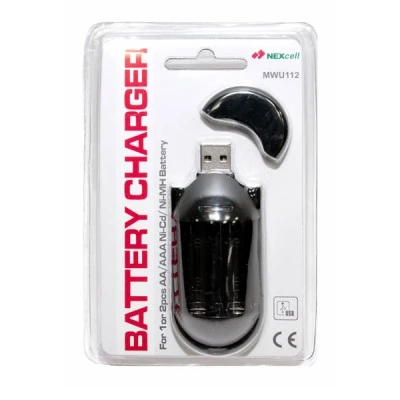 Φορτιστής μπαταριών USB MWA MWU112 για 2XAA 5VCD 200mA 20x17x87.6mm