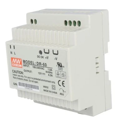 Τροφοδοτικό ράγας MEAN WELL DR60-5 32W 5V 6.50A με προστασία βραχυκυκλώματος και ενδεικτικό led Τροφοδοτικό ράγας MEAN WELL DR60-5 32W 5V 6.50A με προστασία βραχυκυκλώματος και ενδεικτικό led