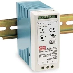 Τροφοδοτικό ράγας DRC-60A MEAN WELL 60W 13.8V με φορτιστή UPS με σήμα χαμηλής μπαταρίας
