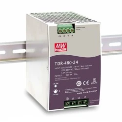 Τροφοδοτικό ράγας TDR480-24 MEAN WELL 480W 24V 3Φ υψηλής απόδοσης και χαμηλής κατανάλωσης