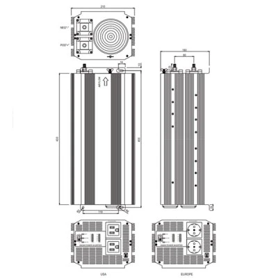 Inverter-μετατροπέας 2500W 24VDC MEAN WELL A302-2K5F3 τροποποιημένου ημιτόνου με προστασία υπέρτασης