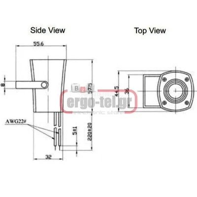 Πιεζοσειρήνα μικρή 12VDC 205mA 105db 60Χ80mm KPS-4510