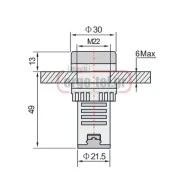 Βομβητής πίνακα BUZZER Φ22 με LED 12VAC 80dB AD22-22MSD