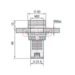 Βομβητής πίνακα BUZZER Φ22 με LED 230VAC 80dB AD22-22MSD