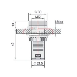Βομβητής πίνακα BUZZER Φ22 με LED 48V AC/DC 80dB AD22-22MSD
