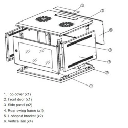 Επίτοιχη καμπίνα Safewell 12U Π60/Β55/Υ63 SMB6512 διπλή με μέγιστο φορτίο 60kg