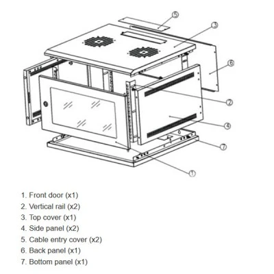 Επίτοιχη καμπίνα Safewell 12U Π60/Β45/Υ63 SMC6412 με ανοιγόμενα πλαϊνά και μέγιστο φορτίο 60kg