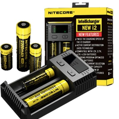 Διπλός φορτιστής NITECORE i2 μπαταριών λιθίου 18650 - Ni-Mh με αυτόματη ανίχνευση ρεύματος φόρτισης