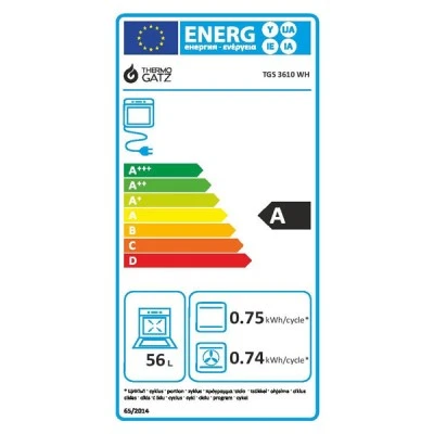 Κουζίνα μικτή TGS 3610 WH TURBO με ηλεκτρικό φούρνο 4 εστίες αερίου και 5 τρόπους ψησίματος