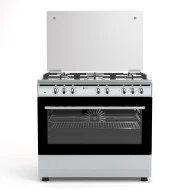 Κουζίνα μικτή TGS 7301 IX Inox με γυάλινο καπάκι ηλεκτρικό φούρνο και 5 εστίες αερίου