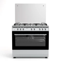 Κουζίνα μικτή TGS 7301 IX Inox με γυάλινο καπάκι ηλεκτρικό φούρνο και 5 εστίες αερίου