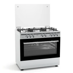 Κουζίνα μικτή TGS 7301 IX Inox με γυάλινο καπάκι ηλεκτρικό φούρνο και 5 εστίες αερίου