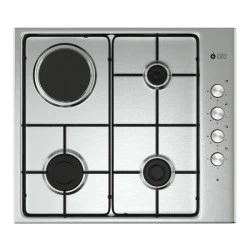 Εστία μικτή (3 αερίου & 1 ηλεκτρική) TGS 9211 IX Inox με εμαγιέ σχάρες και θερμικά ασφαλείας