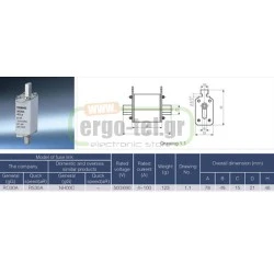 Φυσίγγια μαχαιρωτά υπερταχείας τήξεως αR μεγέθους NH00 100A τύπος RS30A TiRH