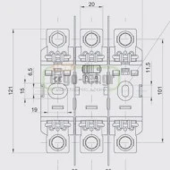 Μαχαιρωτή βάση ΝΗ00 3P 160Α στήριξη ράγας & βίδας με επαφές βίδας για ακροδέκτη πλήρως καλυμμένη
