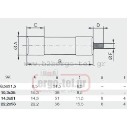 Φυσίγγιο κυλινδρικό 10Χ38 20Α AM βραδείας 440020 DF electric