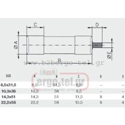 Φυσίγγιο κυλινδρικό 14Χ51 20Α AM βραδείας 441020 DF electric
