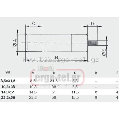 Φυσίγγιο κυλινδρικό 22Χ58 80Α AM βραδείας 442080 DF electric