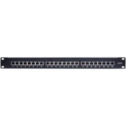 Patch panel κατηγορίας CAT 6Α STP 24 θυρών σε μαύρο χρώμα για τοποθέτηση σε rack cabinet 19