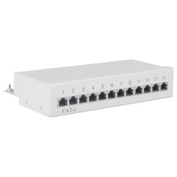 Patch panel κατηγορίας CAT 6 STP 12 θυρών με δυνατότητα τοποθέτησης σε τοίχο σε γκρι χρώμα