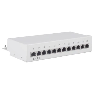 Patch panel κατηγορίας CAT 6 STP 12 θυρών με δυνατότητα τοποθέτησης σε τοίχο σε γκρι χρώμα