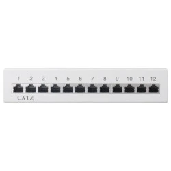 Patch panel κατηγορίας CAT 6 STP 12 θυρών με δυνατότητα τοποθέτησης σε τοίχο σε γκρι χρώμα