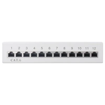 Patch panel κατηγορίας CAT 6 STP 12 θυρών με δυνατότητα τοποθέτησης σε τοίχο σε γκρι χρώμα