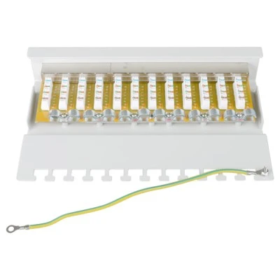 Patch panel κατηγορίας CAT 6 STP 12 θυρών με δυνατότητα τοποθέτησης σε τοίχο σε γκρι χρώμα