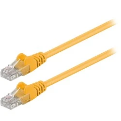 Καλώδιο δικτύου CAT 5e goobay 68341 U/UTP patchcable 1m σε κίτρινο χρώμα με επίχρυσες επαφές