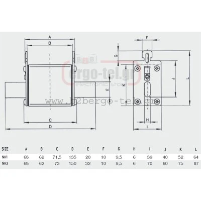 Μαχαιρωτό φυσίγγιο NH1 τύπος:373210 25A 1000VDC 30KA για φωτοβολταϊκά συστήματα Μαχαιρωτό φυσίγγιο NH1 τύπος:373210 25A 1000VDC 30KA για φωτοβολταϊκά συστήματα