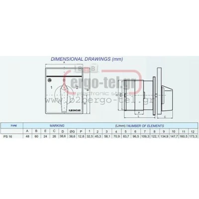 Διακόπτης περιστροφικός (έκκεντρου) PS1610U τριφασικός με εντολή 0-1 3Χ16Α Διακόπτης περιστροφικός (έκκεντρου) PS1610U τριφασικός με εντολή 0-1 3Χ16Α