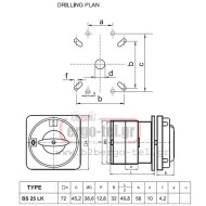 Διακόπτης περιστροφικός (έκκεντρου) PS2510LK τριφασικός με εντολή 0-1 3Χ25Α ειδική χειρολαβή