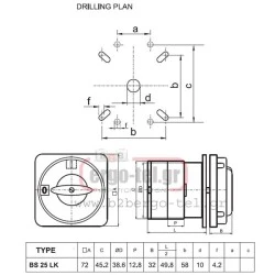 Διακόπτης περιστροφικός (έκκεντρου) PS2510LK τριφασικός με εντολή 0-1 3Χ25Α ειδική χειρολαβή